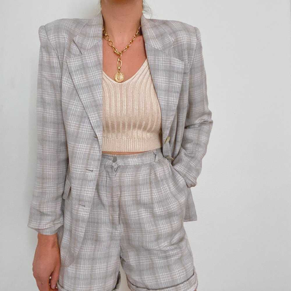 Vintage Blazer & High Waisted Shorts Matching Set